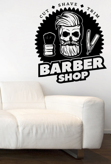 Wall Vinyl Decal Barbershop Professional Service Cut Shave Trim Decor Unique Gift z4814