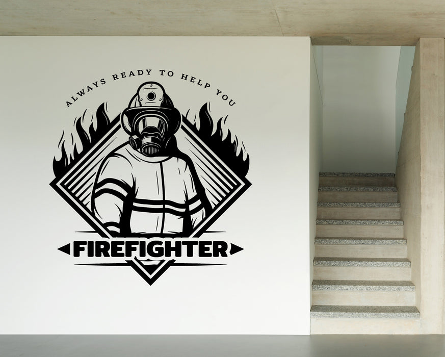 Wall Vinyl Decal Rescuke Team Fire Protection Profession  Decor Unique Gift z4823