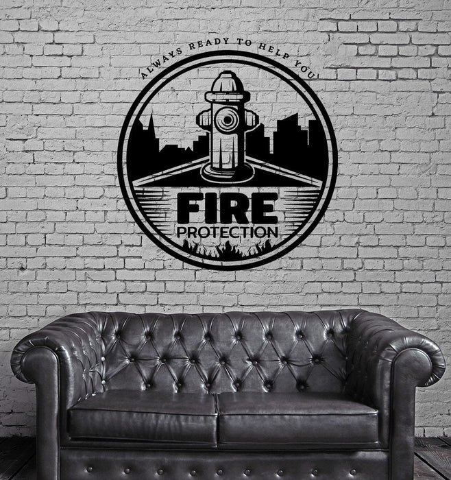 Wall Vinyl Decal Firefighter Emblem Risk Team Always Help Interior Decor Unique Gift z4824