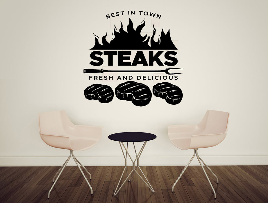 Large Wall Vinyl Decal Restaurant Signboard Steak  Fresh and Delicious Unique Gift z4846