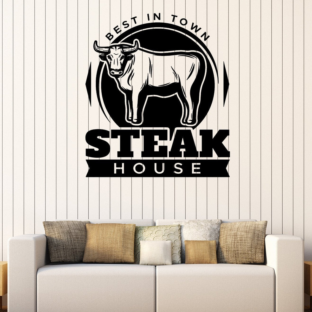 Wall Decal Restaurant Signboard Best Meat Steak House Interior Decor U — Wallstickers4you