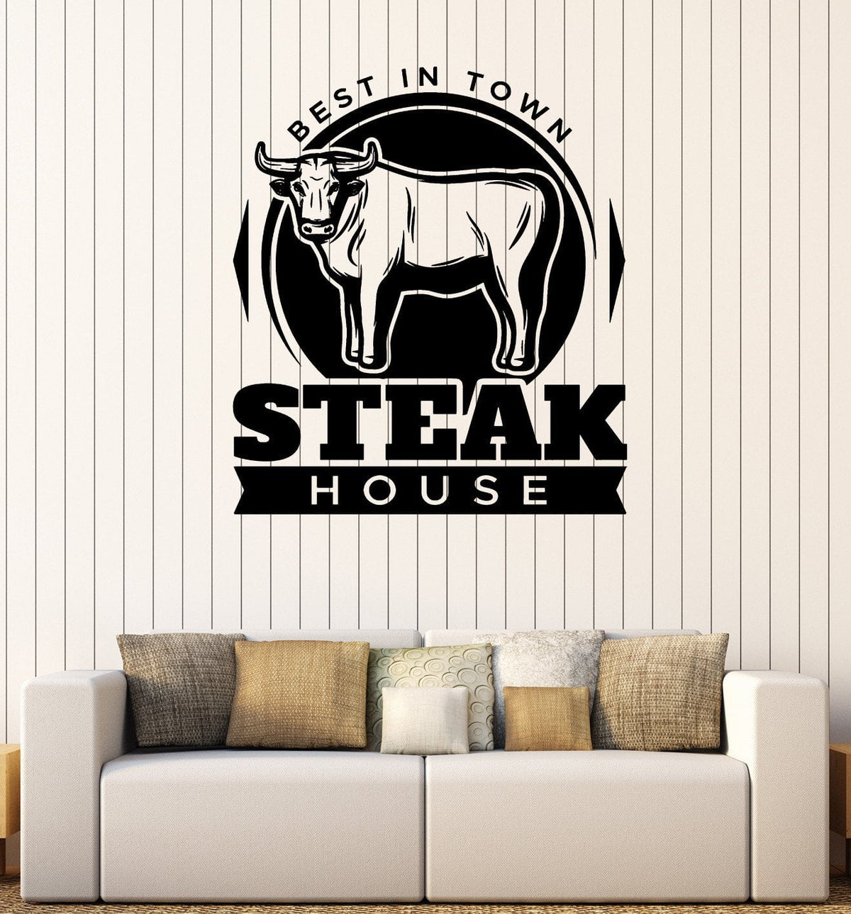Wall Decal Restaurant Signboard Best Meat Steak House Interior Decor U — Wallstickers4you