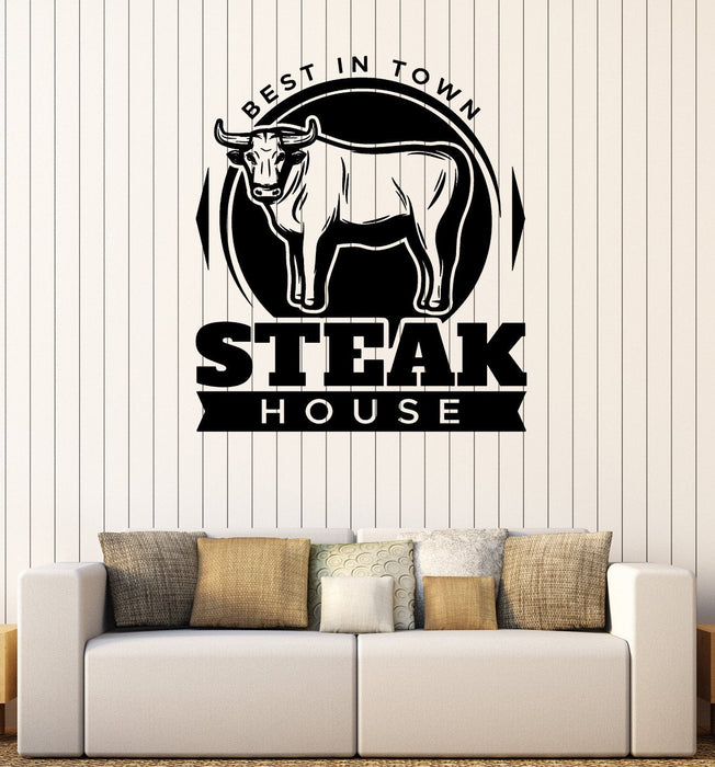 Wall Decal Restaurant Signboard Best Meat Steak House Interior Decor Unique Gift z4849
