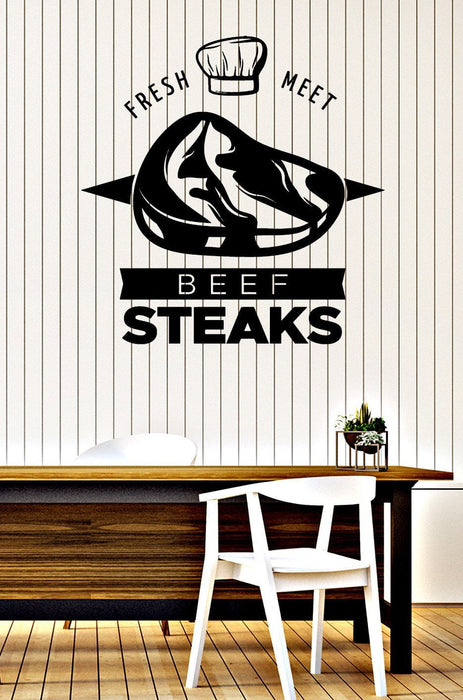 Large Wall Vinyl Decal Fresh Meat Beef Steak Restaurant Interior Decor Unique Gift z4852