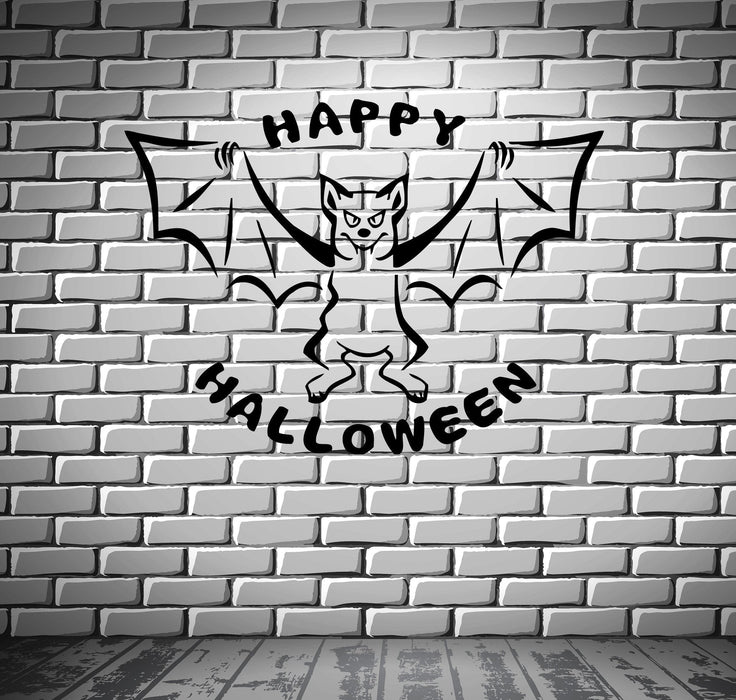 Happy Halloween Bat Night Horror Scary Mural Wall Art Decor Vinyl Sticker Unique Gift z509