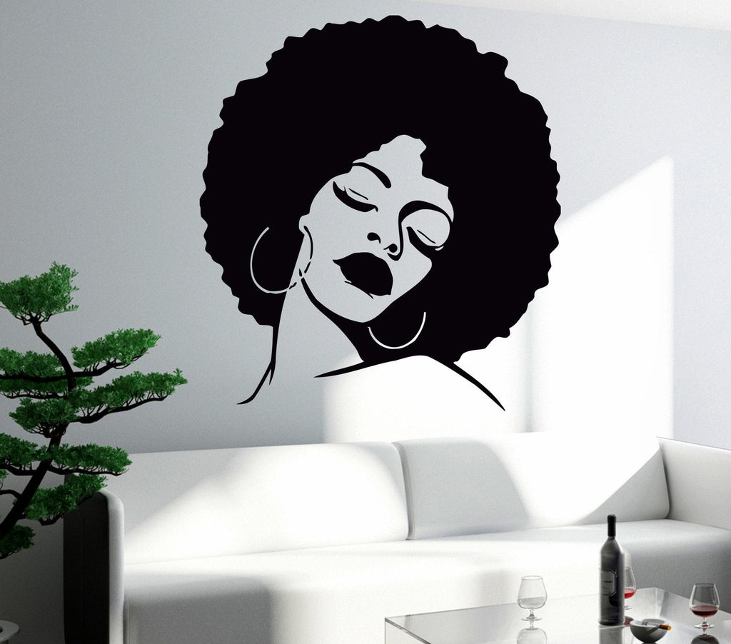 Vinyl Decal Large Wall Sticker Fashion Black Lady Hot Sexy Hair Spa Sa —  Wallstickers4you