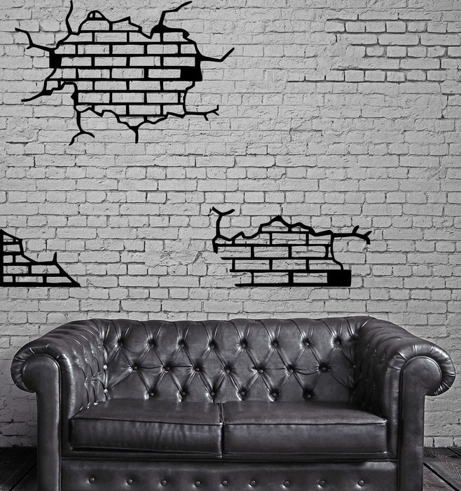 Brick Wall Crack Fracture Upban Decor Mural Wall Art Decor Vinyl Sticker Unique Gift z717