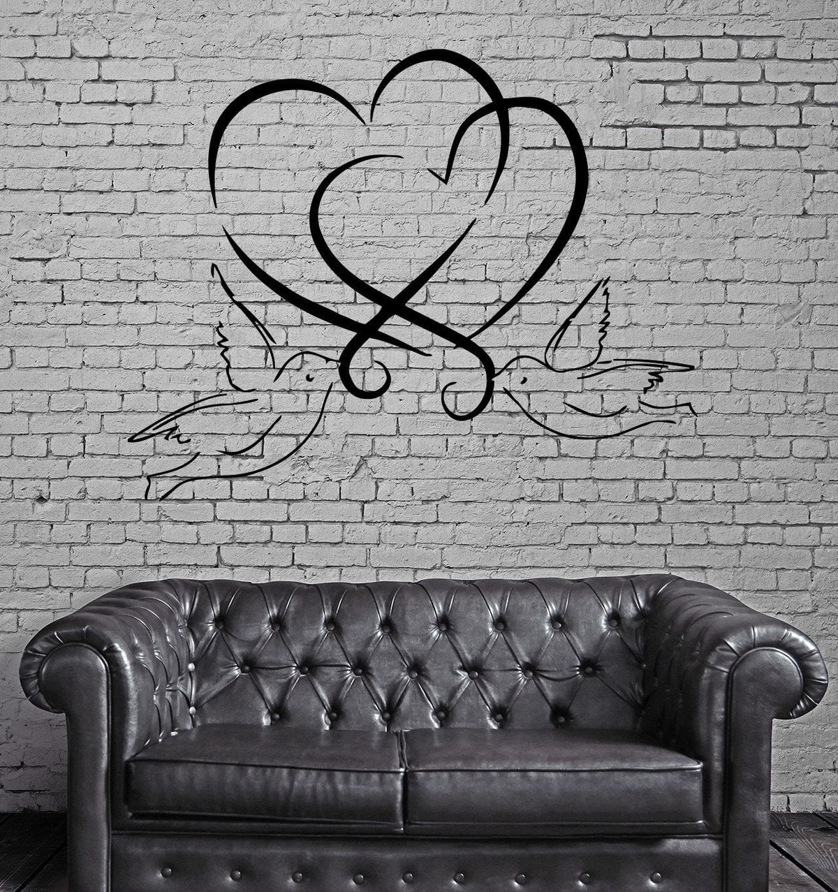 Hearts And Doves Love Marriage Wedding Decor Wall MURAL Vinyl Art Stic ...