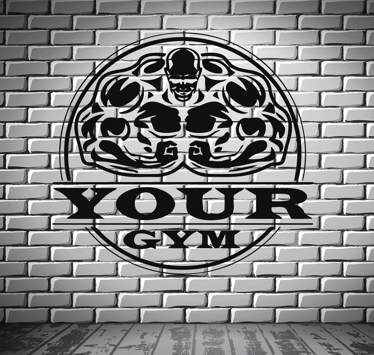 Бодибилдинг Спортивный тренажерный зал Железный спортивный вес Декор Настенная виниловая наклейка - Напишите свое имя z826