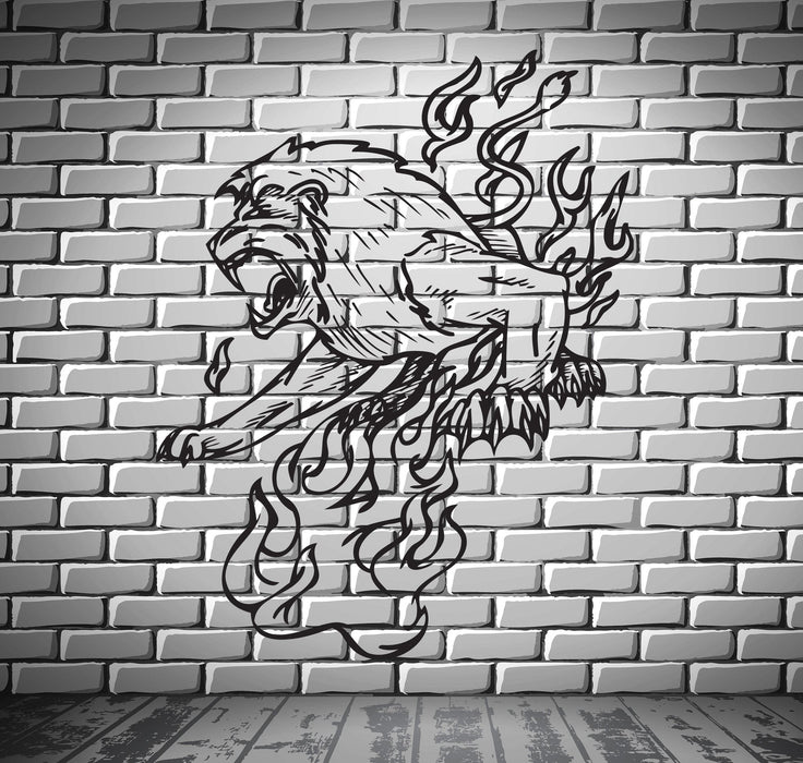 Lion Fire Predator Agressif Tribal Mural Art Décor Vinyle Autocollant Cadeau Unique z910