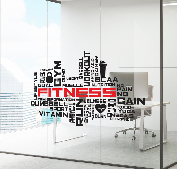 Wall Decal Sport Gym Fitness Workout Power Business Colored Interior zc020