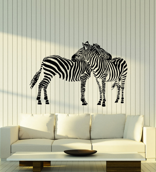Vinyl Wall Decal Two Zebras African Wild Animals Children's Room Nature Stickers Mural (g2626)