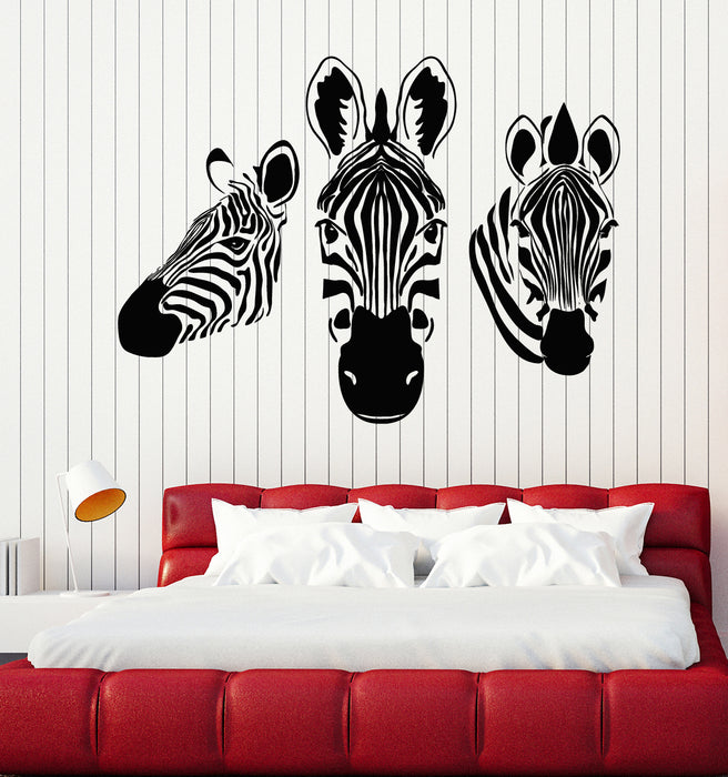 Vinyl Wall Decal Zebras Head African Animals Zoo Child Room Stickers Mural (g5772)