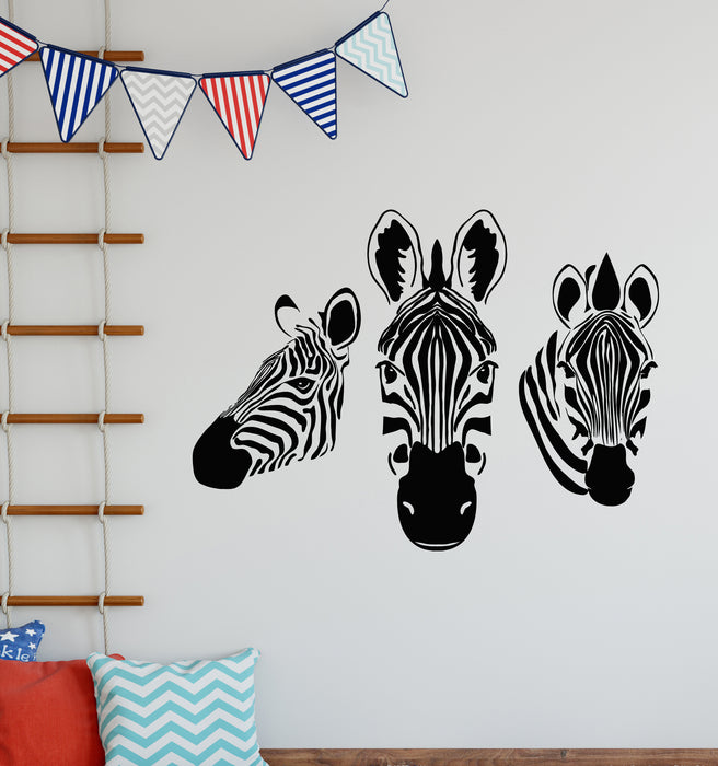 Vinyl Wall Decal Zebras Head African Animals Zoo Child Room Stickers Mural (g5772)