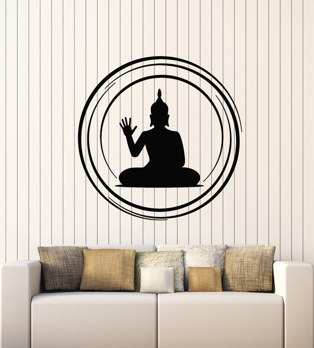 Vinyl Wall Decal Buddha Buddhism Zen Meditation Circle Yoga Om Stickers Mural (g2361)