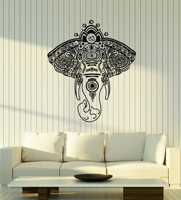 Vinyl Wall Decal Elephant Head Ornament Yoga Meditation Zen Stickers Mural (g2532)