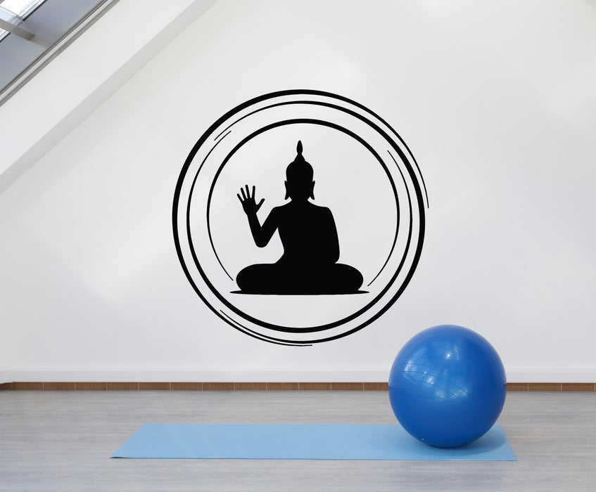 Vinyl Wall Decal Buddha Buddhism Zen Meditation Circle Yoga Om Stickers Mural (g2361)