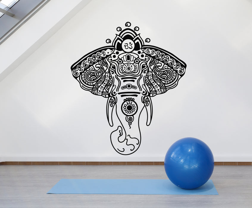 Vinyl Wall Decal Elephant Head Ornament Yoga Meditation Zen Stickers Mural (g2532)