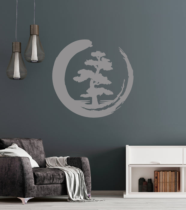 Vinyl Wall Decal Enso Tree Of Life Zen Circle Yoga Living Room ...
