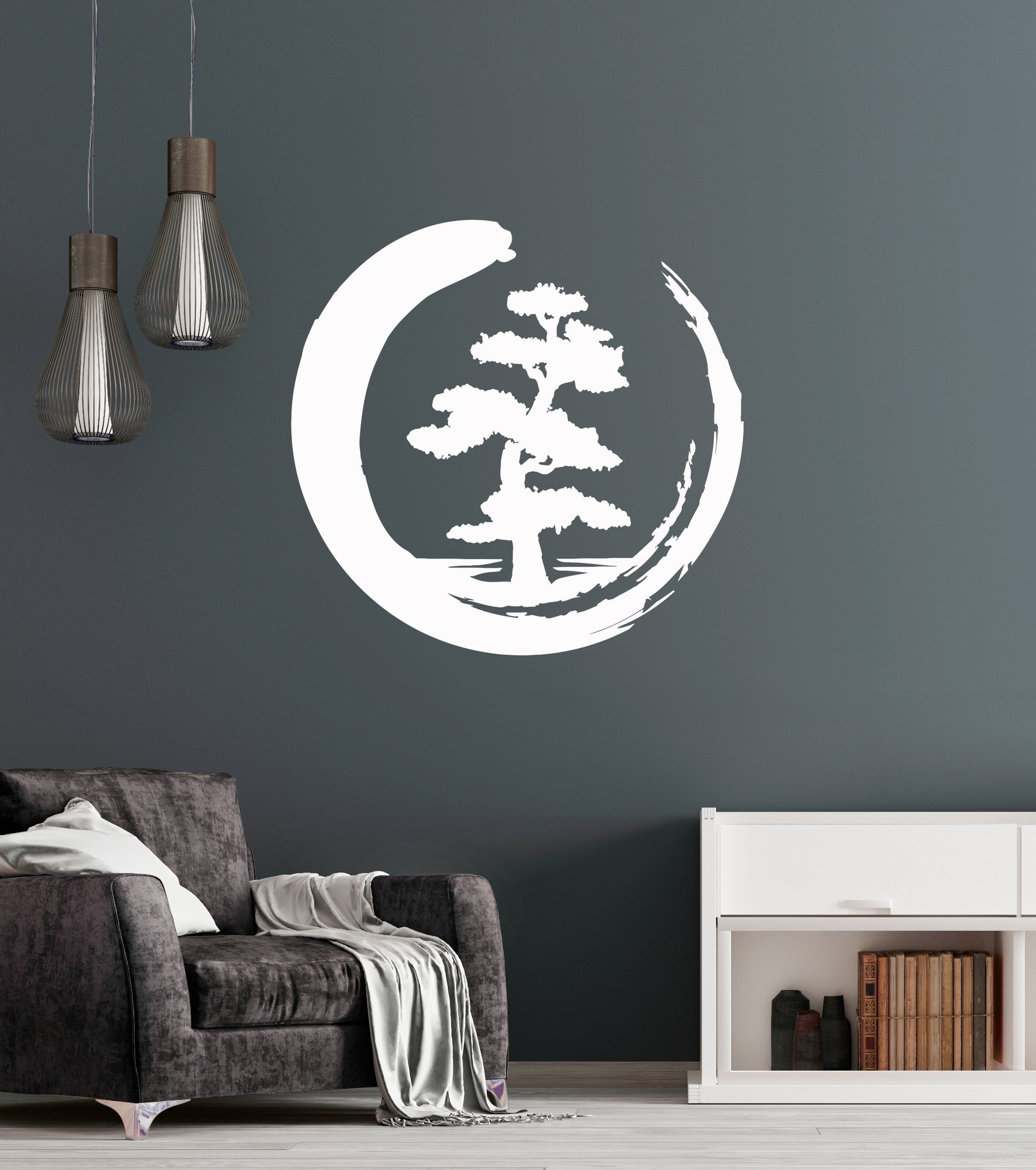 Vinyl Wall Decal Enso Tree Of Life Zen Circle Yoga Living Room ...