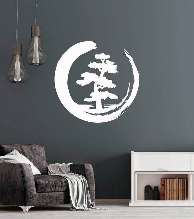 Vinyl Wall Decal Enso Tree Of Life Zen Circle Buddhism Yoga Living Room Interior (1204ig)