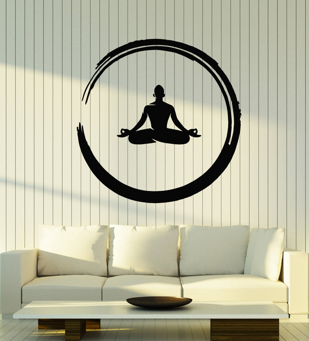Vinyl Wall Decal Yoga Mediation Enzo Circle Lotus Pose Stickers Mural (g3057)