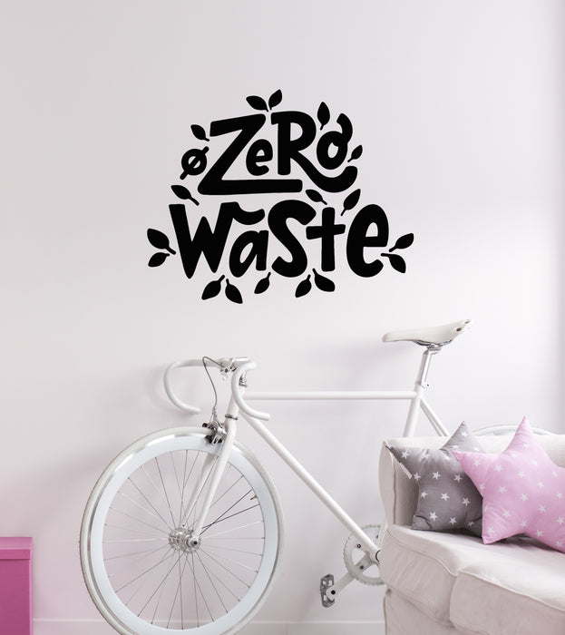Vinyl Wall Decal Zero Waste Text Hand Lettering Ecology Vegan Lifestyle Stickers Mural (g7062)