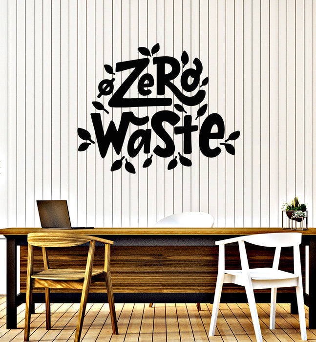 Vinyl Wall Decal Zero Waste Text Hand Lettering Ecology Vegan Lifestyle Stickers Mural (g7062)