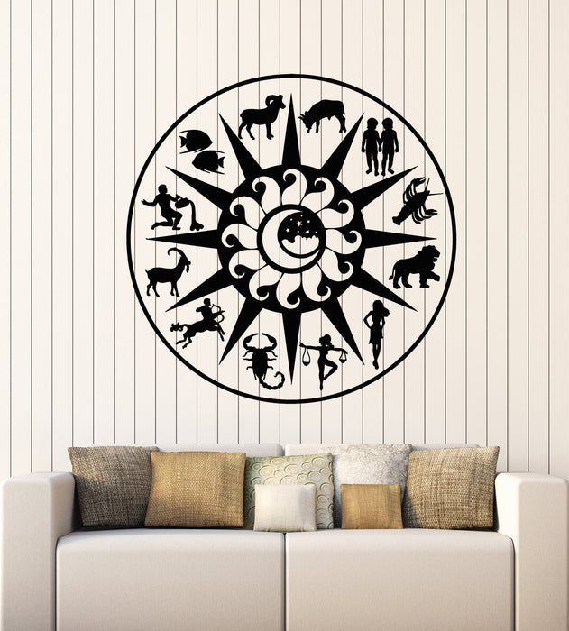Vinyl Wall Decal Zodiac Signs Astrology Symbols Sun Moon Stickers Mural (g2881)